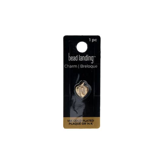 14K Gold-Plated Crystal Letter Heart Charm by Bead Landing